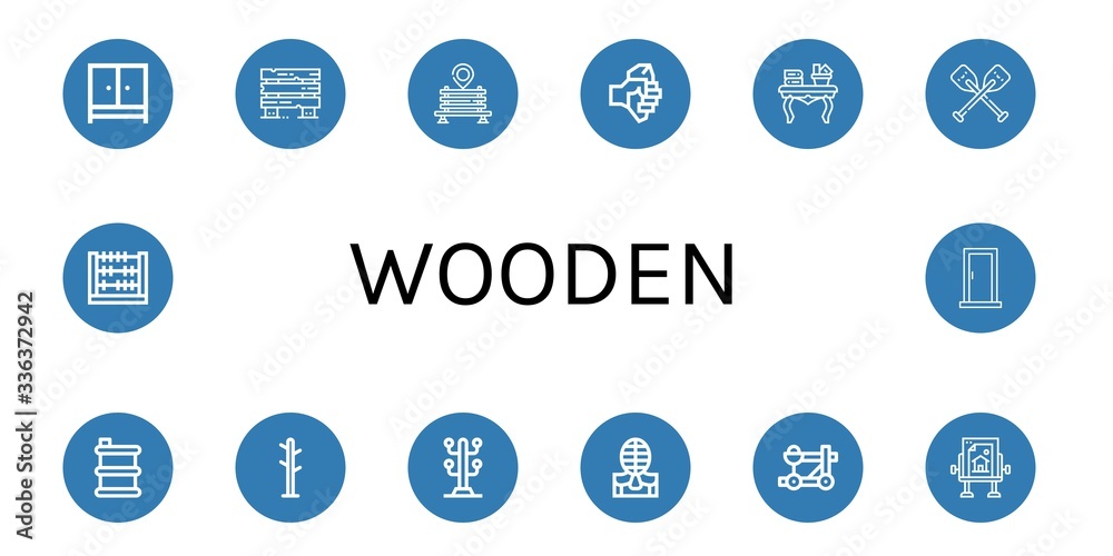 wooden simple icons set wooden simple icons set