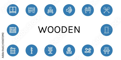 wooden simple icons set