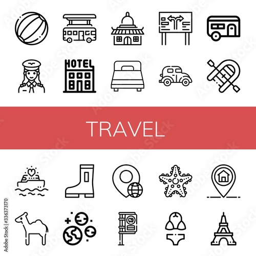 travel simple icons set