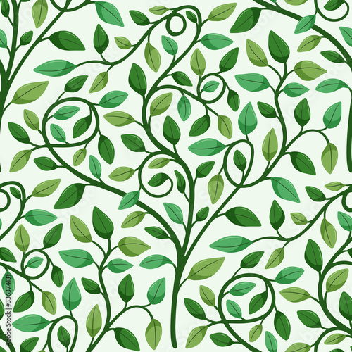 Scallop leaf branch seamless vector pattern