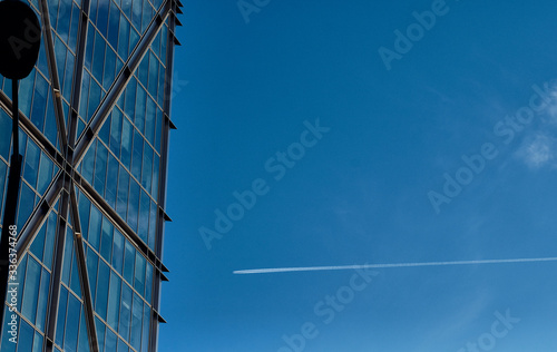 Photography Modern building and plane in London