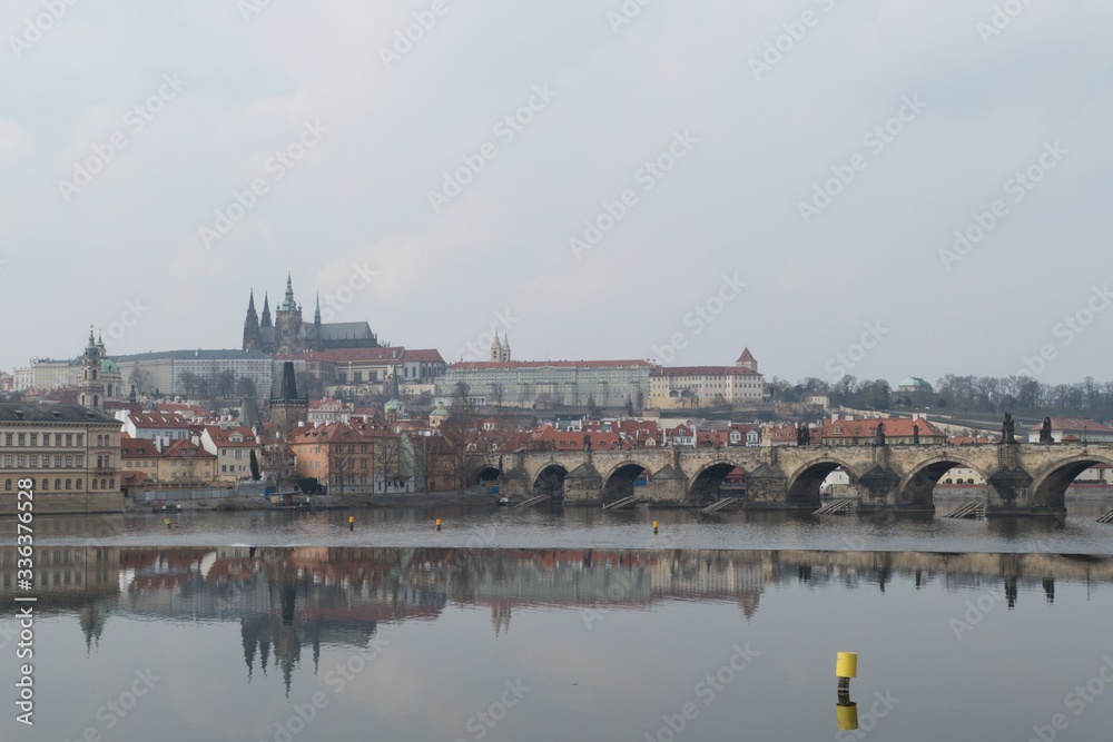 prague castle panorama over the vltava river