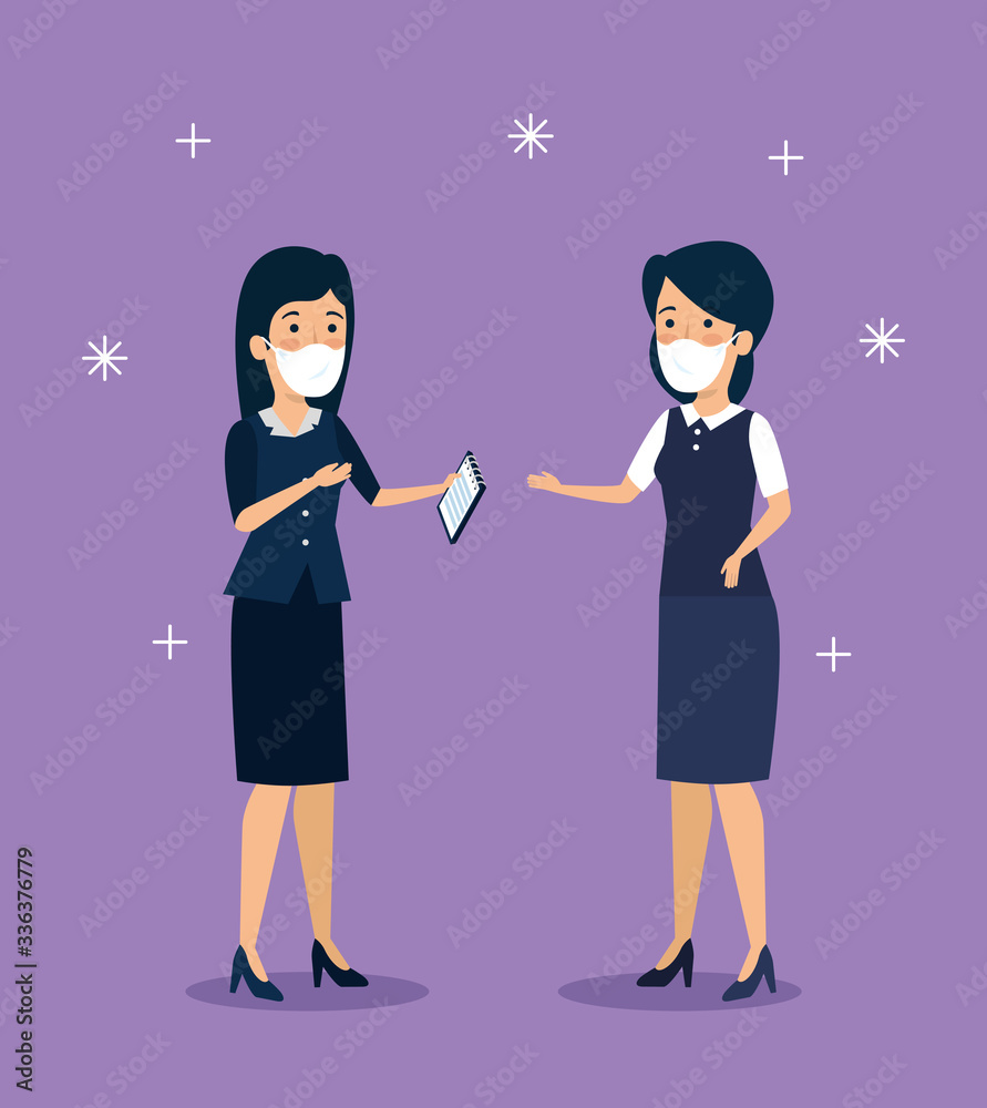 business women with face mask vector illustration design business women with face mask vector illustration design