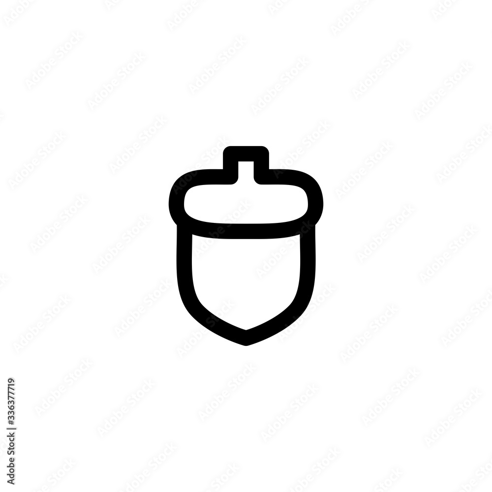 Acorn Vegan Outline Icon Logo Vector Illustration
