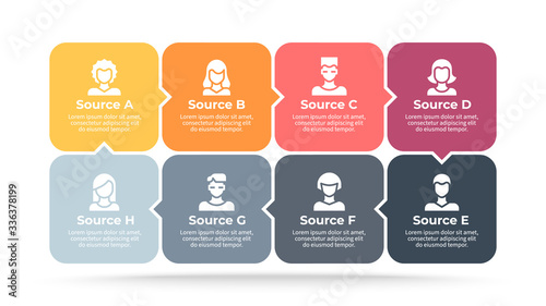 Business infographics. Chart with 8 parts, steps. Vector template.