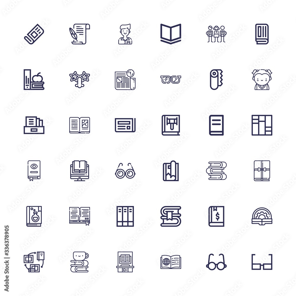 Editable 36 reading icons for web and mobile