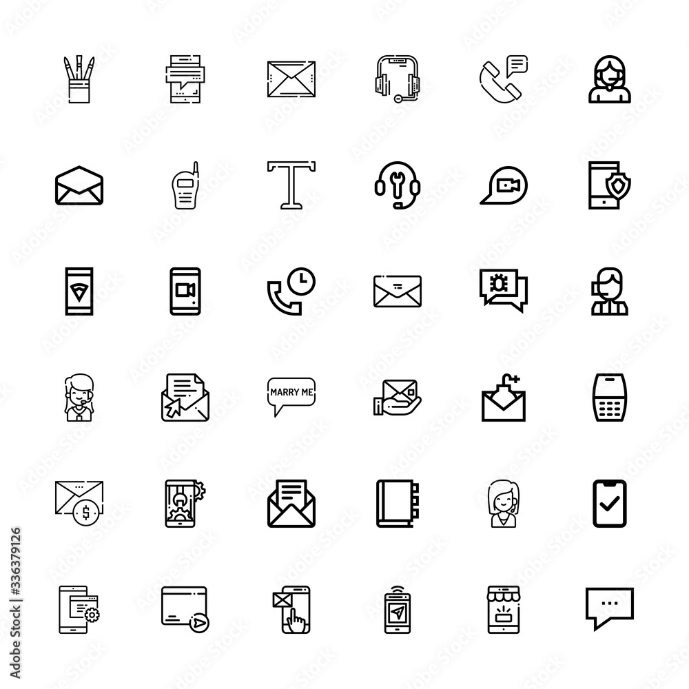 Editable 36 contact icons for web and mobile