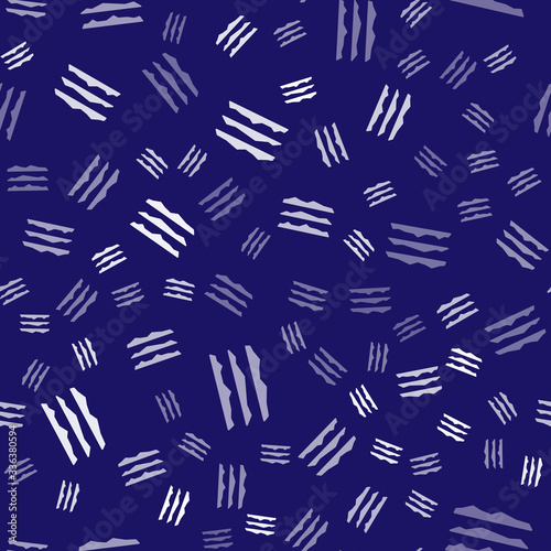 White Strips of cocaine or heroin drug icon isolated seamless pattern on blue background. Vector Illustration