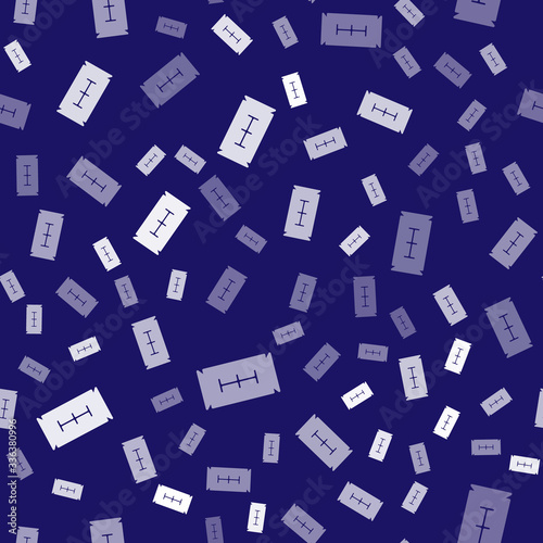 White Blade razor icon isolated seamless pattern on blue background. Vector Illustration