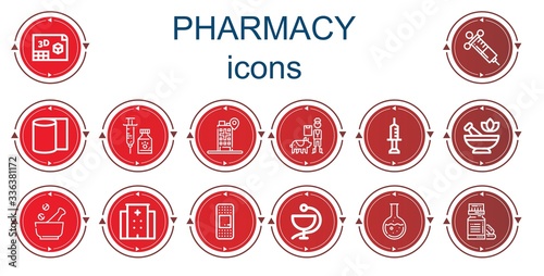 Editable 14 pharmacy icons for web and mobile