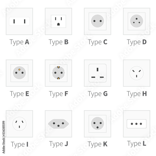 Vector Set of Flat Socket Illustrations.