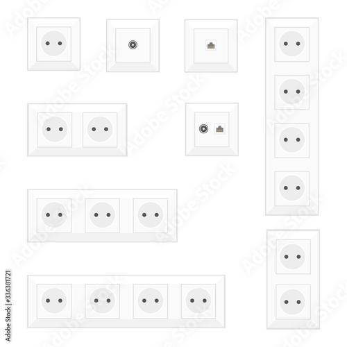 Vector Set of Flat Socket Illustrations.