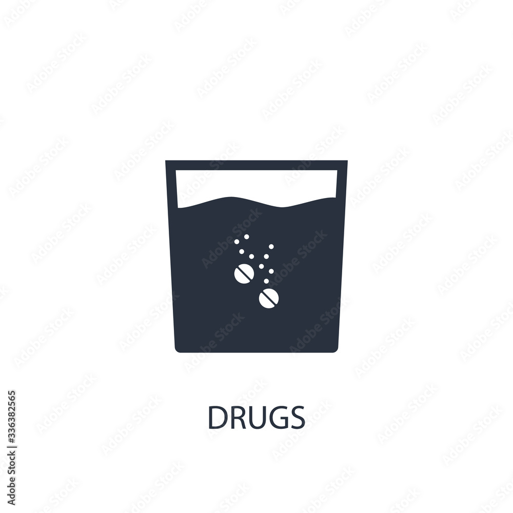 Pills in glass icon. Simple medicine element illustration. Pills in glass icon. Simple medicine element illustration.
