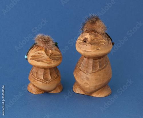 wooden figures of Peliken, the Eskimo and Chukchi talisman photo