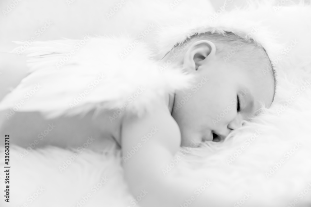 Baby Peacefully Sleeping whilst Wearing Angel Wings and Halo Baby Peacefully Sleeping whilst Wearing Angel Wings and Halo