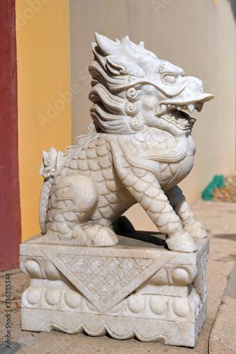 Chinese folk buildings decorated with kylin stone carvings