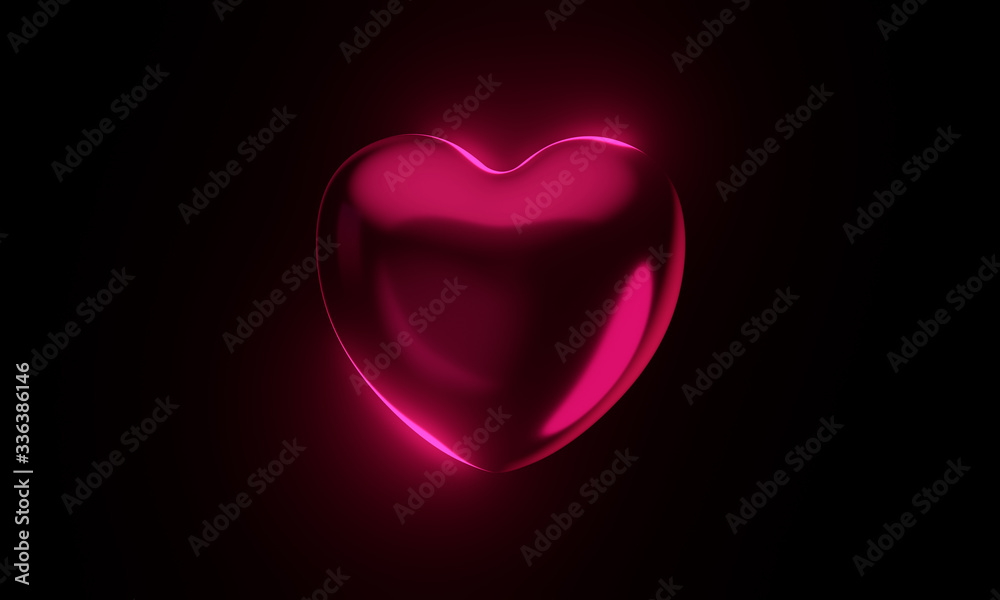 Neon Iridescent Abstract Glow Rainbow Spectral Colorful 3d Heart Illustration	