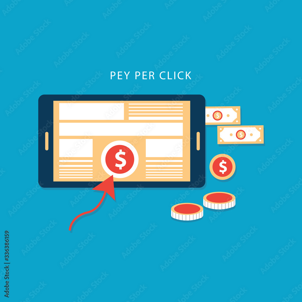 pay per click flat design concept pay per click flat design concept