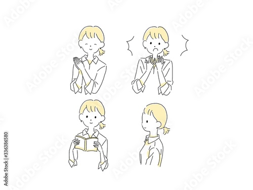 女性 お仕事 ポーズ イラスト