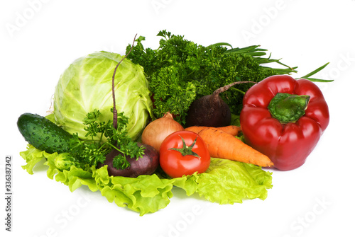 Different vegetables on a white background