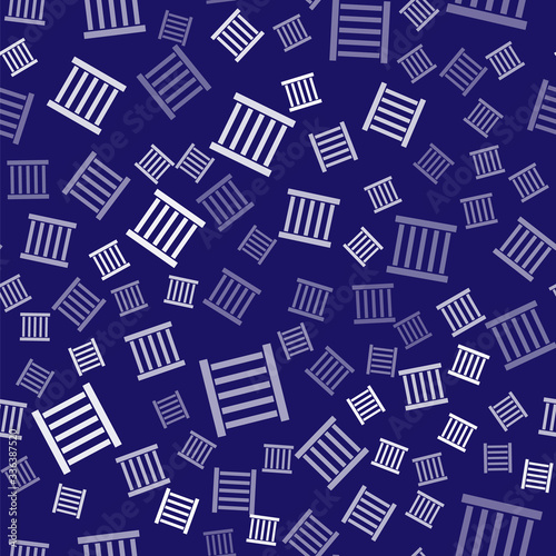 White Prison window icon isolated seamless pattern on blue background. Vector Illustration