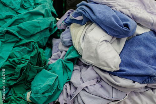 Used patient cloth prepare to go into the washing machine in the hospital.