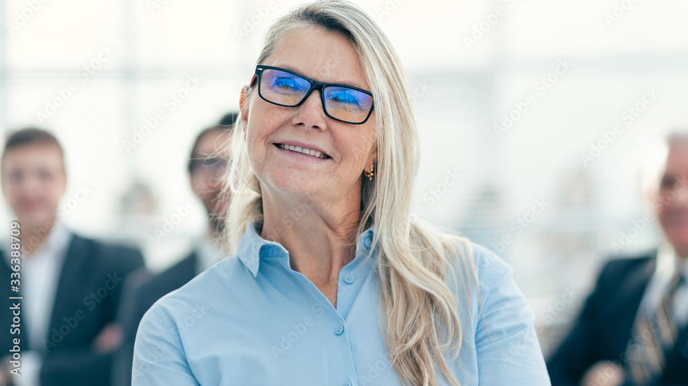 close up. successful business woman looking forward close up. successful business woman looking forward