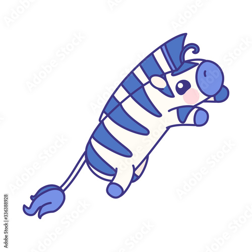 vector flat striped baby zebra. cute animal