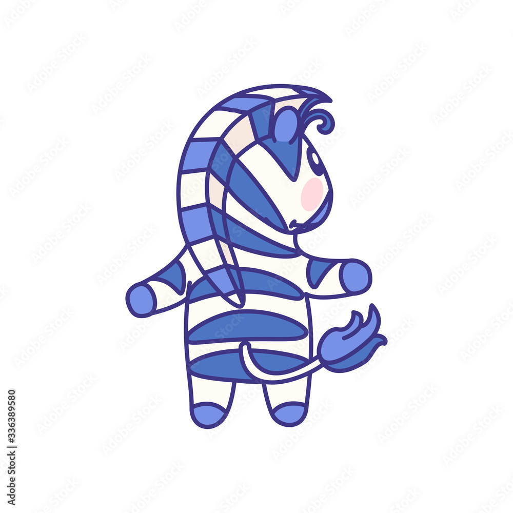 vector flat striped baby zebra. cute animal