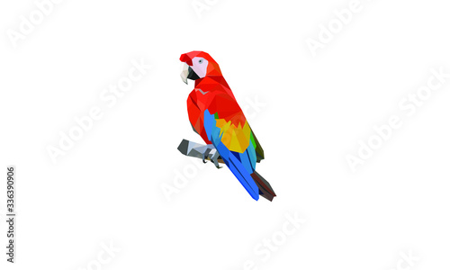 low poly parrot vector illustration.