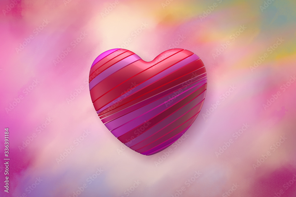Neon Iridescent Abstract Glow Rainbow Spectral Colorful 3d Heart Illustration	
