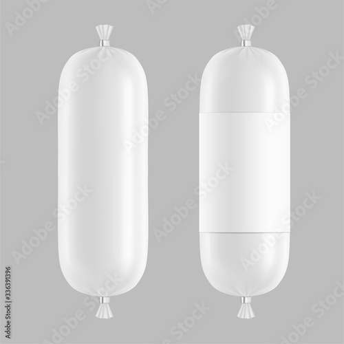 Sausages isolated on white background. Vector illustration on grey background. Ready for your design. EPS10.	