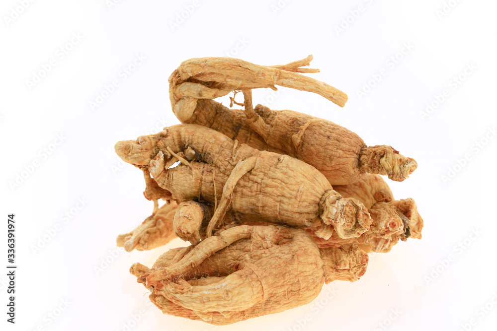 Ginseng on a white background Ginseng on a white background