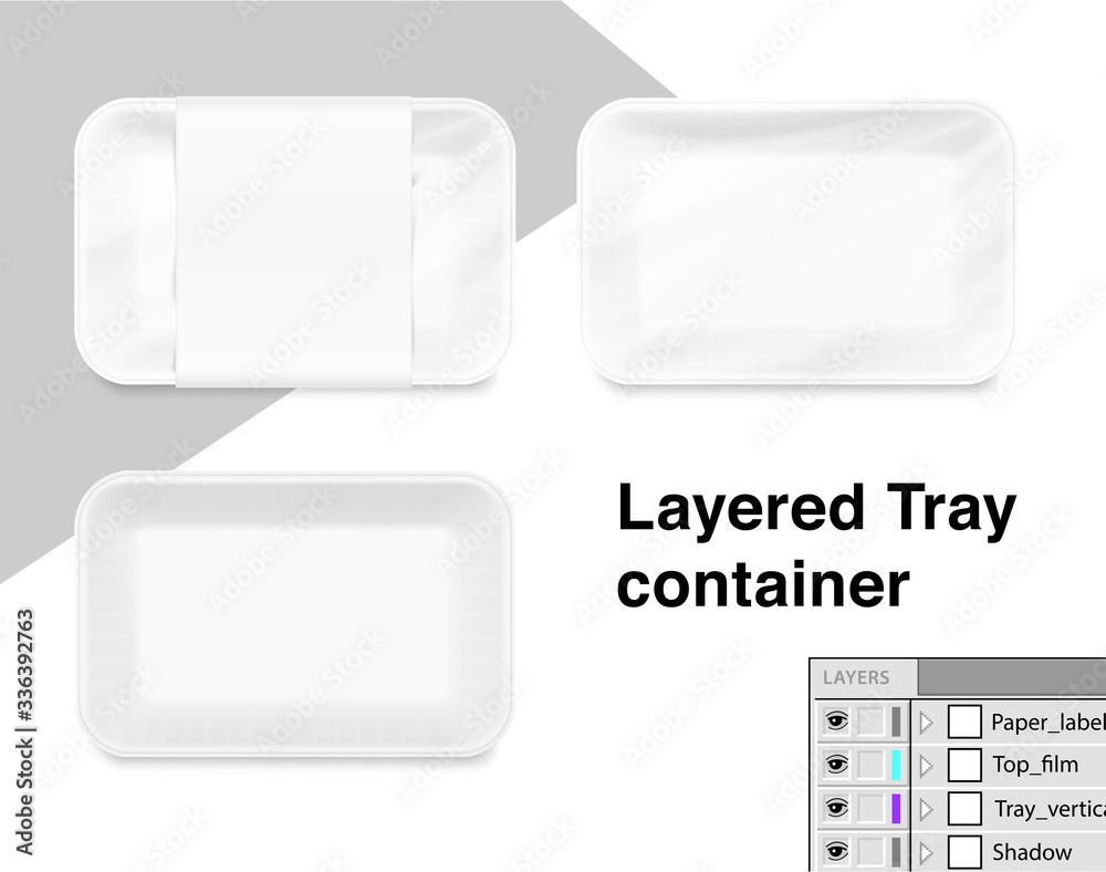 Blank tray mockup container. Top view. Vector illustration isolated on white background. Template ready for your design. EPS10. Blank tray mockup container. Top view. Vector illustration isolated on white background. Template ready for your design. EPS10.