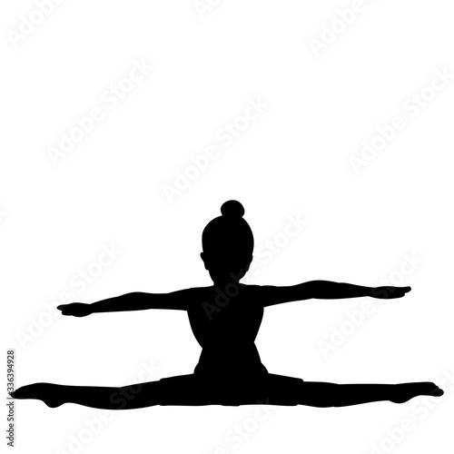 silhouette of a girl gymnast, stretching, twine