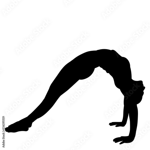silhouette of a girl gymnasts, streamers