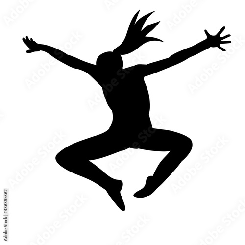  isolated, black silhouette girl gymnast jumping © zolotons