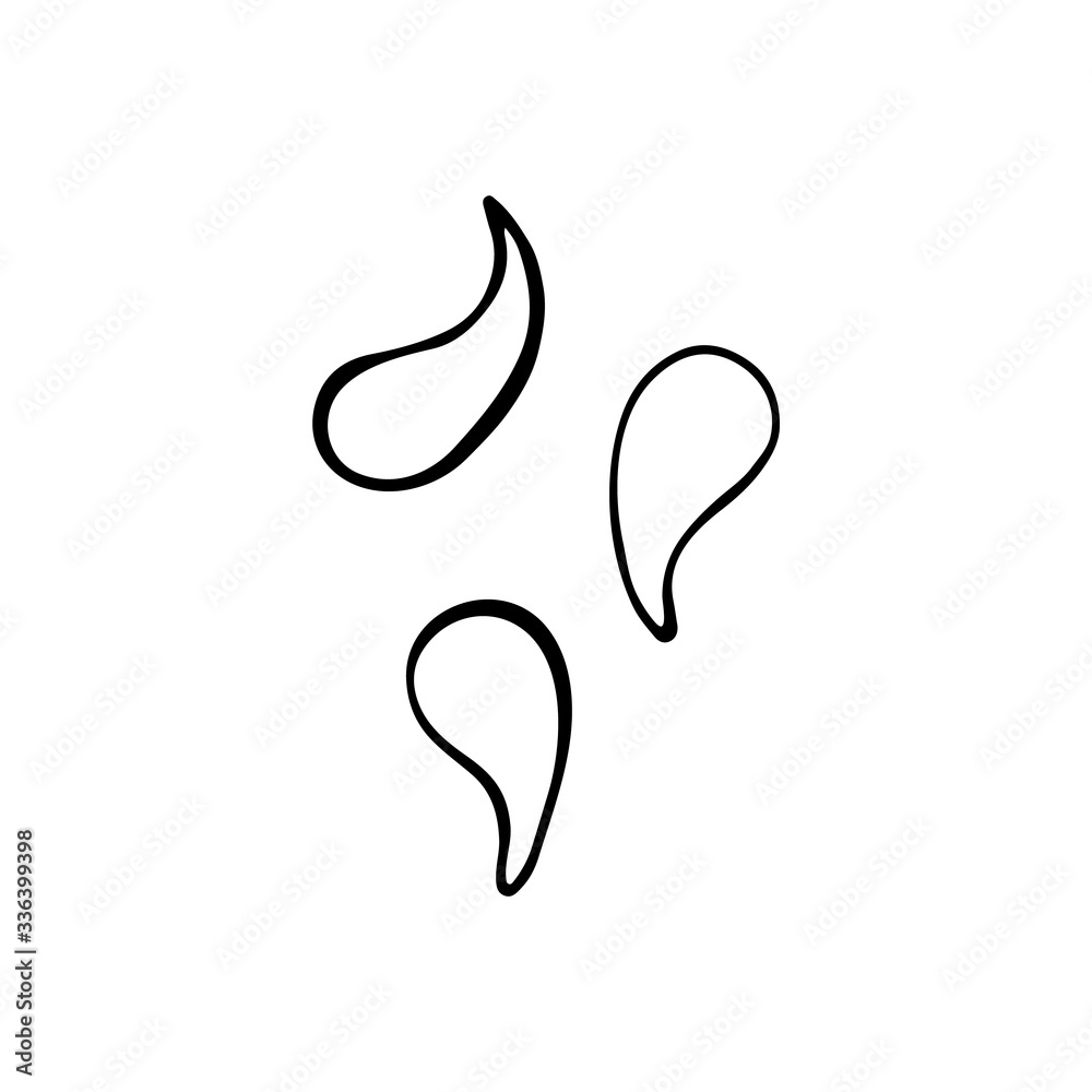 Abstract hand-drawn drops in doodle style. Linear illustration. Vector image. Abstract hand-drawn drops in doodle style. Linear illustration. Vector image.