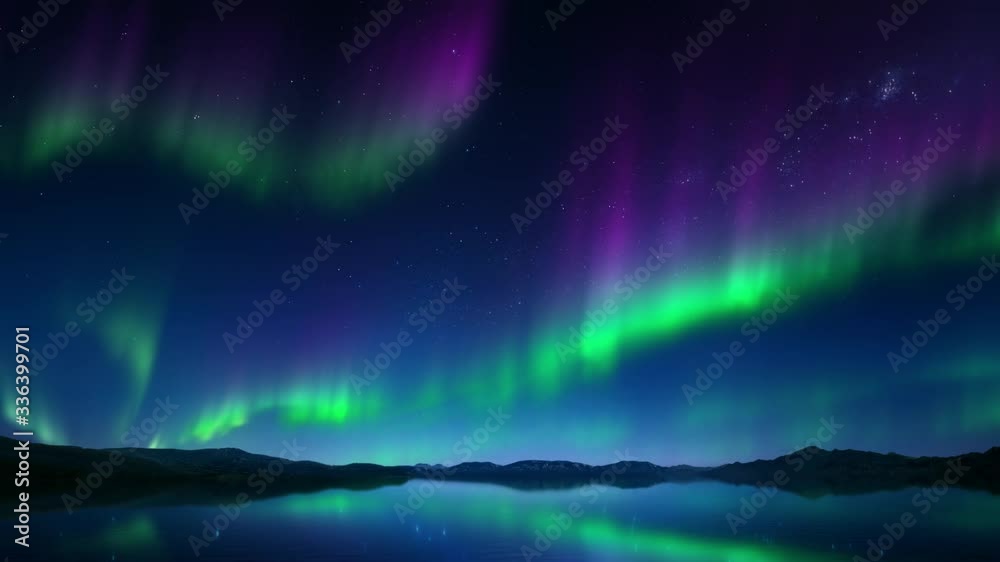 Time-lapse of ever-changing colorful aurora