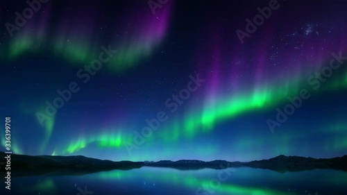 Time-lapse of ever-changing colorful aurora photo