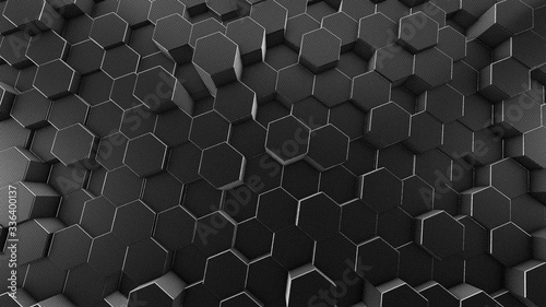 abstract black background with hexagons 