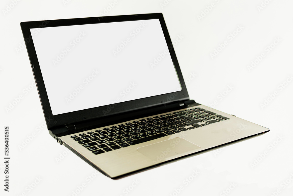 Laptop in angle position with blank screen. Laptop in angle position with blank screen.