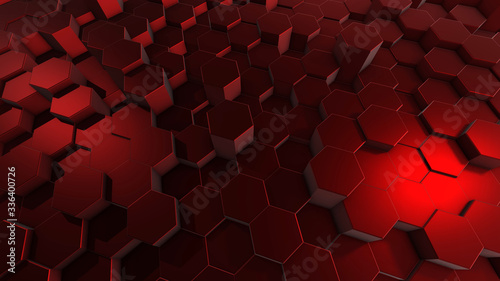 abstract red background with hexagons 