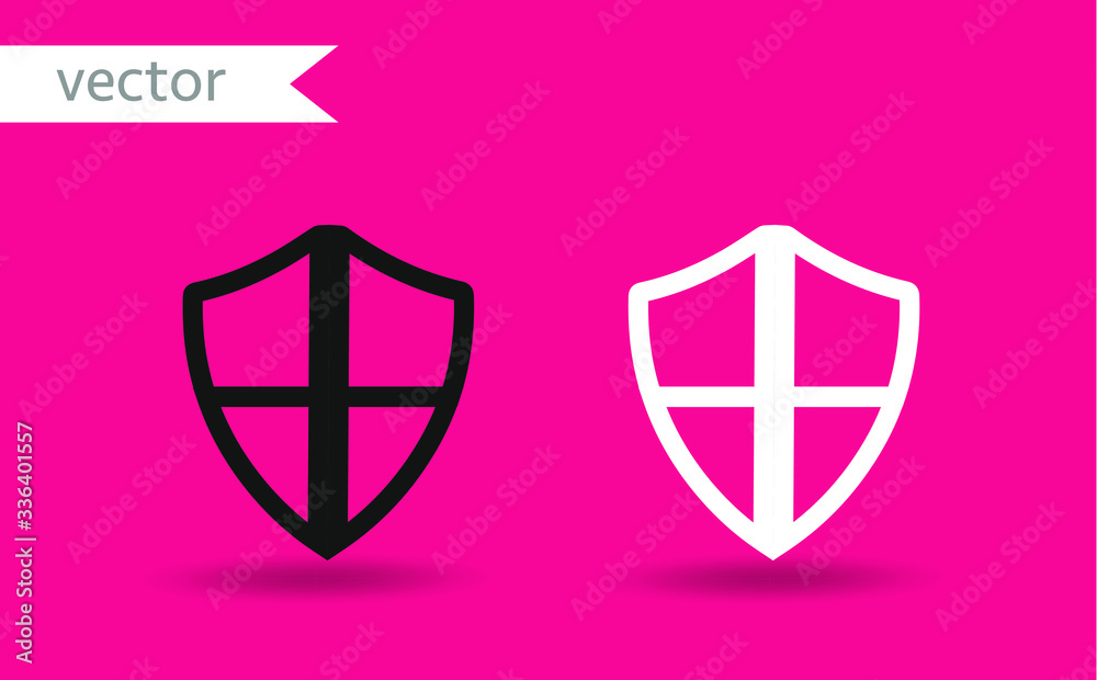 Shield vector icon, symbol. White and black vector desgin. Modern, simple flat vector illustration for web site, mobile app or poster design. Shield vector icon, symbol. White and black vector desgin. Modern, simple flat vector illustration for web site, mobile app or poster design.