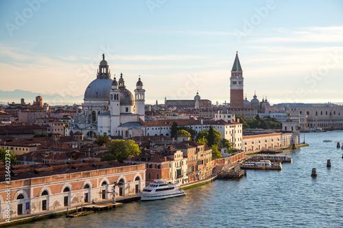 Basilica di Santa Maria della Salute and Campanile in Venice, Italy