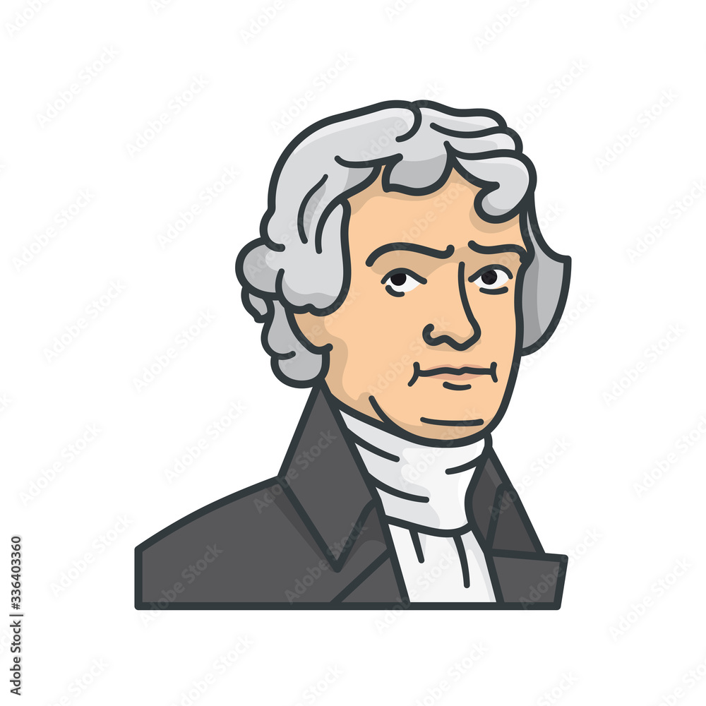 Thomas Jefferson portrait isolated vector illustration Thomas Jefferson portrait isolated vector illustration