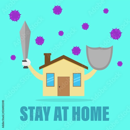 Illustration vector design of staying at home for avoiding from virus