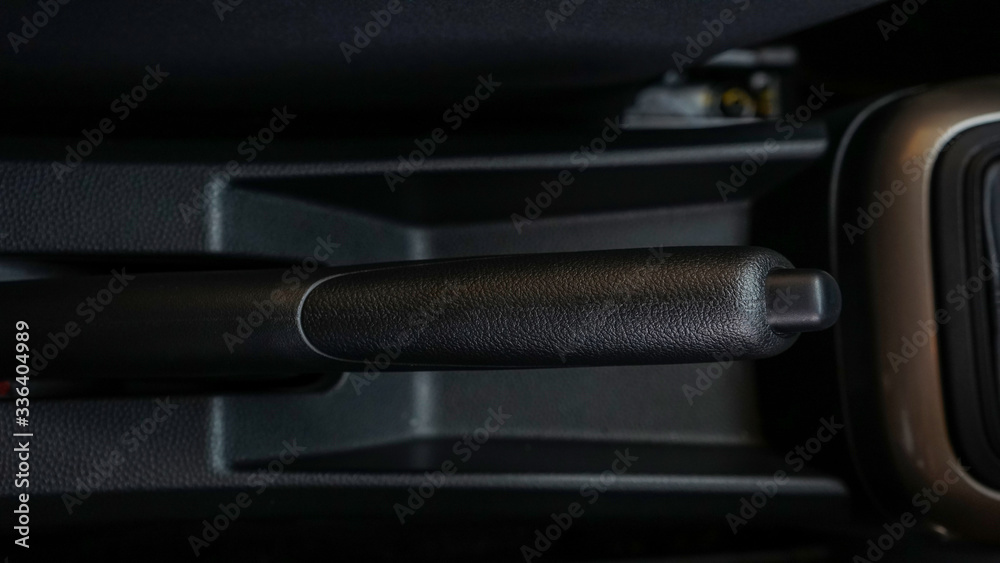 Close up the car handbrake Close up the car handbrake