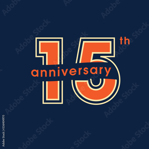 15 years anniversary vector logo, icon. Graphic design element with number