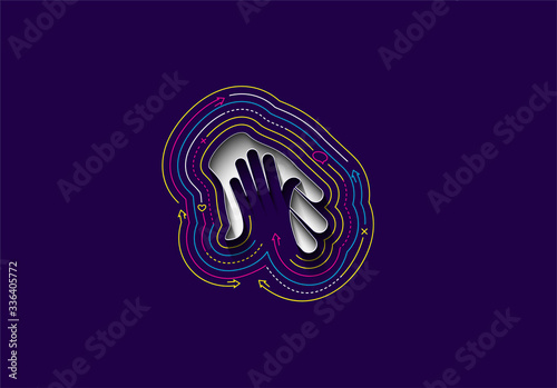 Helping Center symbol with Abstract flat colorful line pattern vector illustration.
